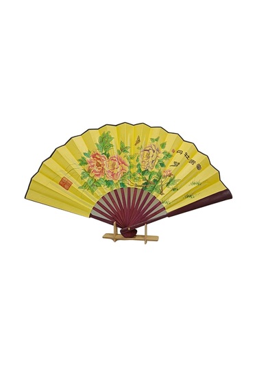 Çin Bambu Keten Kumaş Yelpaze Ak01 Büyük Boy 60cm No.1 Adet-1