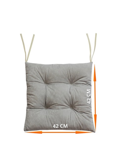 Matex Velours 42x42 Cm Bağcıklı Sandalye Yastığı 206310432 Açık Gri