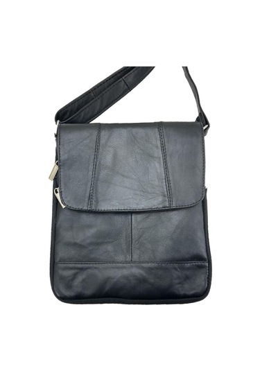 Hakiki Deri Cayu651 Postacı Çanta Siyah Bej