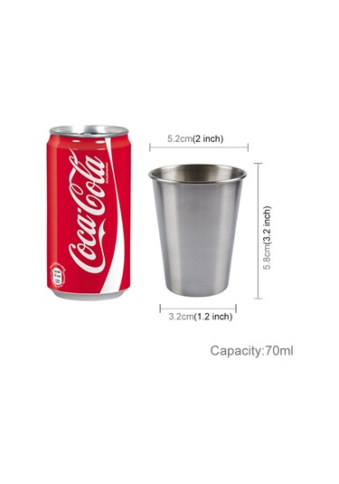 Cbtx 70ml Tek Duvar Elektropolisajlı Paslanmaz Çelik Kısa Şarap Bardağı Gümüş