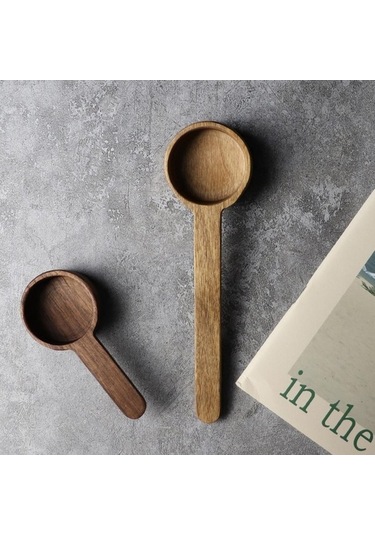 Pazly 2 Boyutlu Dayanıklı Ahşap Kahve Kaşığı Ölçme S Natürel