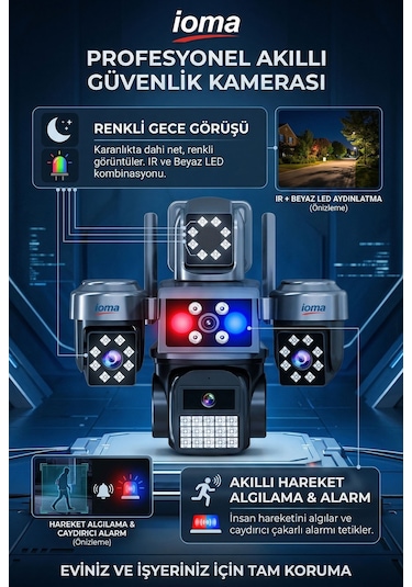 4 Kameralı Wifi - Maxı Scan Pro - Çakarlı - 64 Kanal Vms Kablosuz Kamera