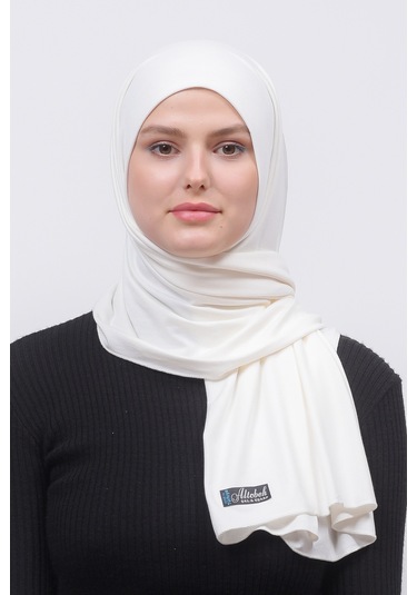 Altobeh Tesettür Kadın Düz Renk Penye Şal Hijab - Ekru