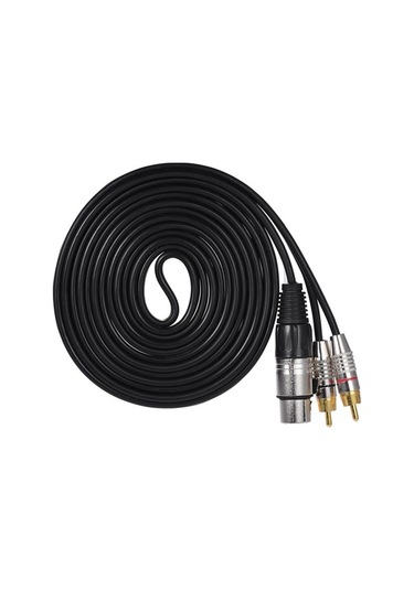 Fortunelane Ofc Tel İle Net Ses, Siyah 3 Metre Xlr 2rca Stereo Ses Kablosu