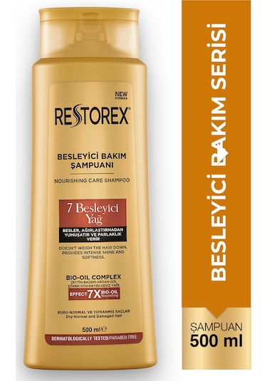 Restorex Besleyici Bakım Şampuanı 500 Ml - 7 Besleyici Yağ Göz Alıcı Parlaklık İpeksi Yumuşaklık