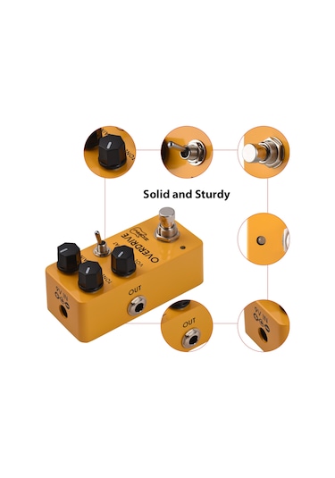 Geeksen Gitar Overdrive Efekt Pedalı Tone//vol/fat Çok Yönlü Ton Kontrolü Dc 9v 6.35mm Giriş/çıkış Arayüzü Sarı