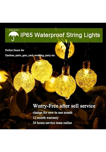 Çok Renkli Güneş Dize Işıklar Açık Led Kristal Küre Topu Işık 8 Modlu Su Geçirmez Güneş Enerjili Veranda Işık Bahçe Partisi Düğün Dekor İçin 5m20led Çok Renkli