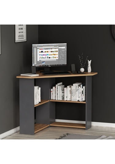 Corner Çalışma Masası Bilgisayar Masası Ofis Masası Kemençe - Antrasit