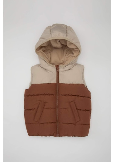 DeFacto Erkek Bebek Su Geçirmez Polar Astarlı Kapüşonlu Şişme Yelek A2848A524AUBN349