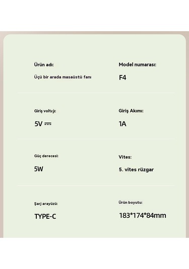 Aurora Fan Gece Lambasık Lipsi Fan Ofis Masasüstü Usb Şarjı 3 Pembe