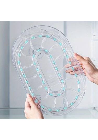 Honeybeeshop Bej Şeffaf Plastik Mutfak Depolama Tepsisı 360 Dönen Ayrılabilir Çok Bölmeli Raf Bej