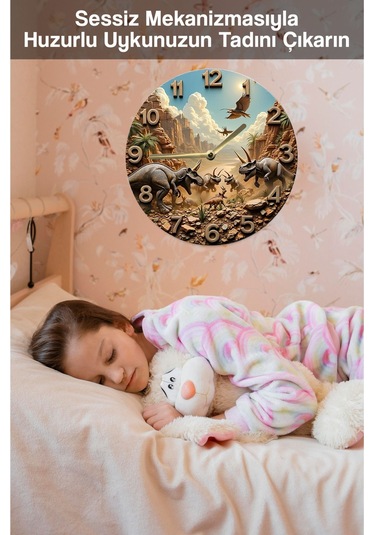 Sessiz Yuvarlak Ahşap Duvar Saati, Kuvars Hareketli 3d Görünümlü 2d Saat Sdw107 Renkli