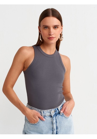 Dilvin Fitilli Halter Yaka Atlet Füme