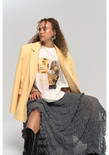 Mireya Asimetrik Antrasit Dantel Etek Antrasit