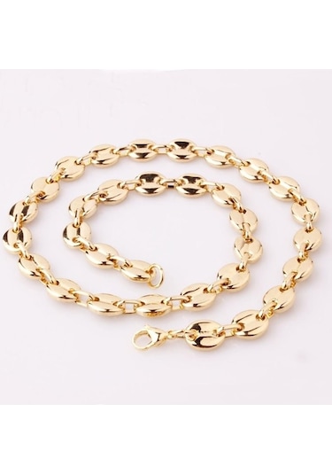 Novahub 7/9/11mm 7-26 "yüksek Kaliteli Altın Sesi 316l Paslanmaz Çelik Erkek Bayan Kahve Çekirdeği Boncuk Zincir Kolye Veya Bilezik 9mm 70cm Altın Altın