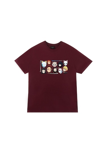 Damon Slayer Anime Baskılı Tshirt Çok Renkli