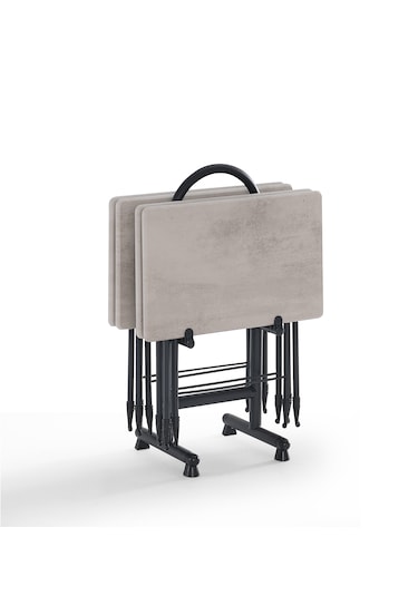 Yonca 4'lü Gri Çanta Sehpa