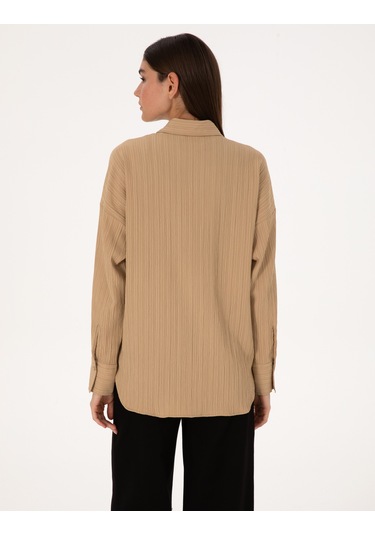 Pierre Cardin Kadın Koyu Bej Gömlek Desenli 50318232-vr088 Koyu Bej