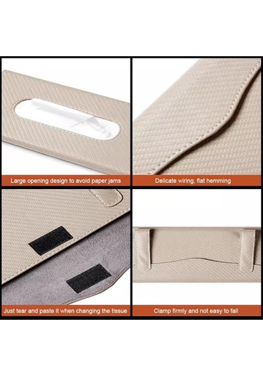 Seametal Araba Doku Kutusu Karbon Fiber Araba Güneşlik Asılı Tutucu Saklama Kutusu Siyah