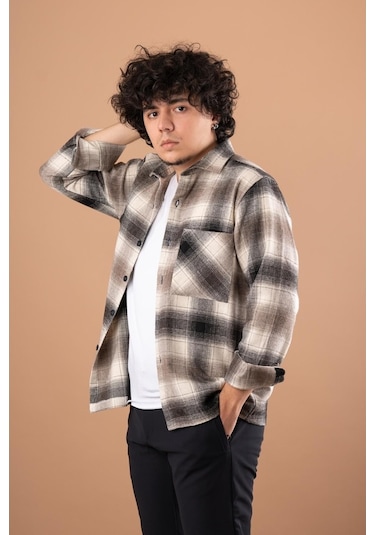 Bican Cepli Oversize Erkek Oduncu Gömlek