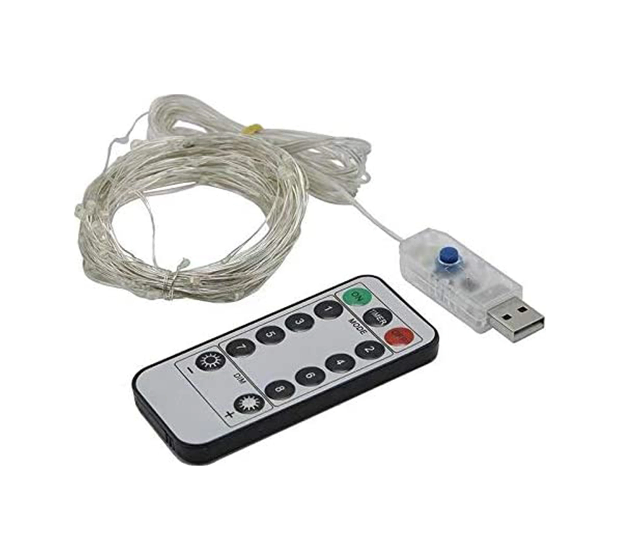 Yuntech01 10m 100 Led Bakır Tel Işıklı Zincir, Usb Beslemeli, 8 Modlu, Isınma Beyazı, Su Geçirmez, Kumandalı Odalar İçin Dekoratif Aydınlatma Pil Dahil Değil Çok Renkli