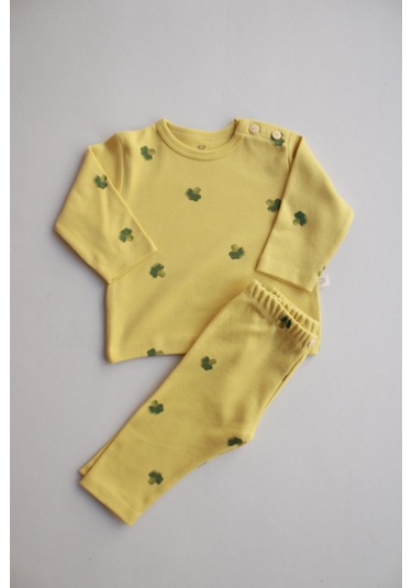 Brokoli Baskılı Bebek Alt Üst Takım Hardal