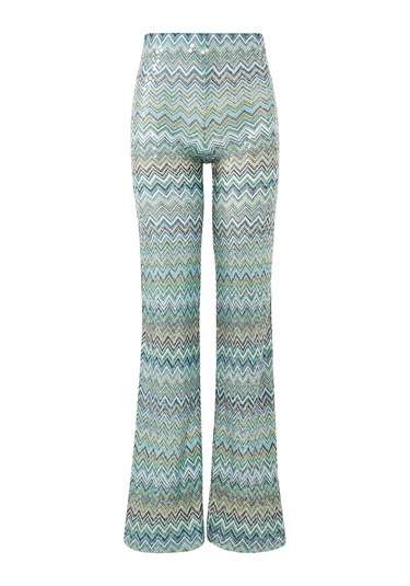 Missoni Zigzag Desenli Rahat Pantolon Yeşil Çoklu