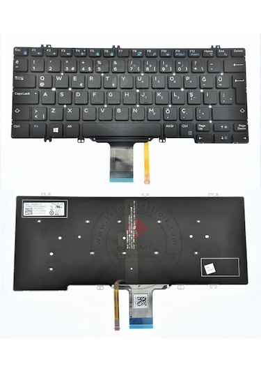 Dell Uyumlu Latitude 7380, 7389, 7390 Notebook Klavye (Siyah TR) IŞIKLI