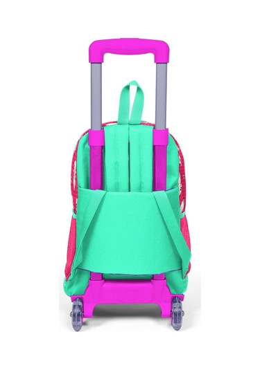 Coral High Kids Neon Mercan Su Yeşili Alpaka Desenli Çekçekli 3'lü Çanta Seti Set0123364