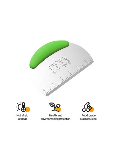 Yeşil Hamur Kesici Paslanmaz Çelik Tezgah Kazıyıcı Çift Ölçekli Tasarım Kaymaz Sap Ev İçin Hamur Kesici Alet