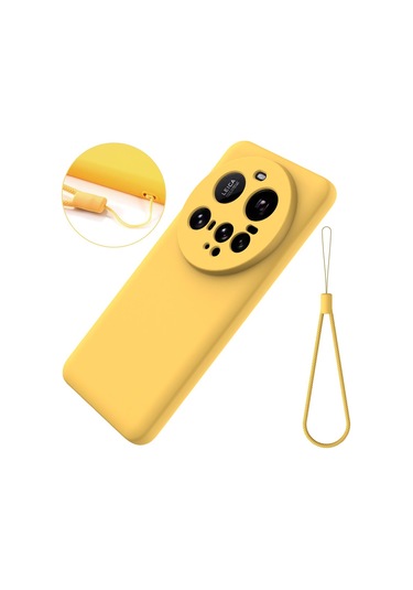 Xiaomi 15 Ultra Düz Renkli Sıvı Silikon Damlamaz Tam Kapsama Telefon Kılıfı Sarı