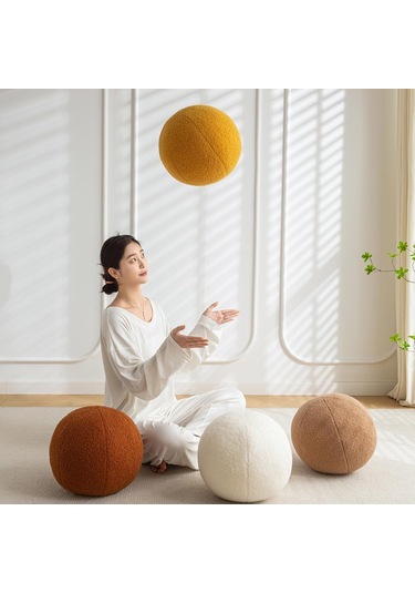 Folinda 30cm Diametre Koyu Pembe Kumaş Top Yastık - Koltuk Omuz Ve Bel Desteği, Ev Dekorasyon Oyuncak Haki