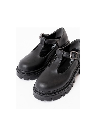 868-757 Siyah Günlük Yüksek Tabanlı Loafer Ayakkabı Beyaz