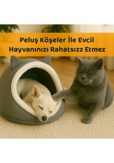 Beylini Katlanabilir Kedi Evi Keçe Pet Yatağı 40x35x34 CM
