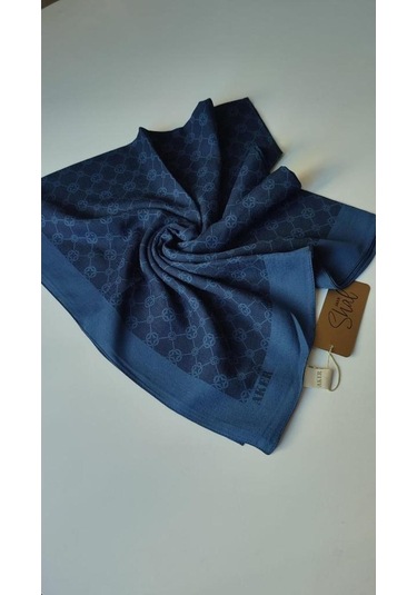 Lacivert Elegance Monogram Eşarp Lacivert