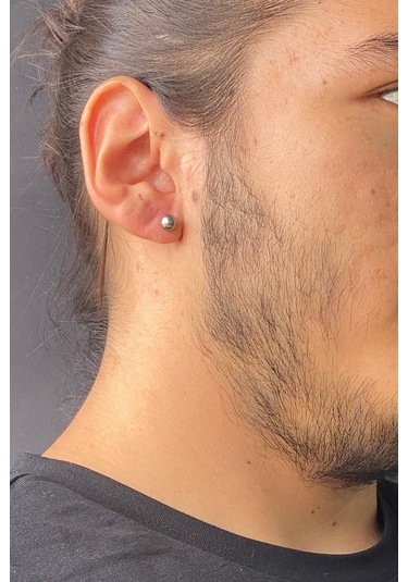 6,5 Mm Doğal İnci Erkek Küpe Gold