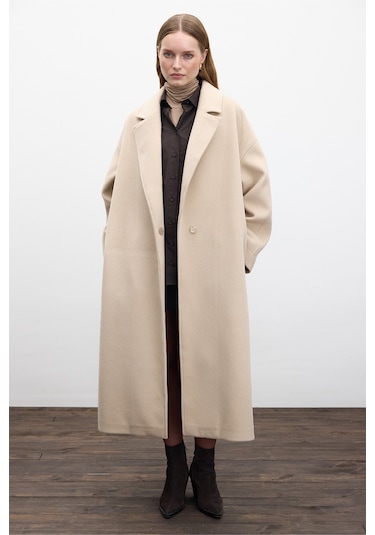 Düz Kapama Kaşe Kaban Deve Tüyü Deve Tüyü