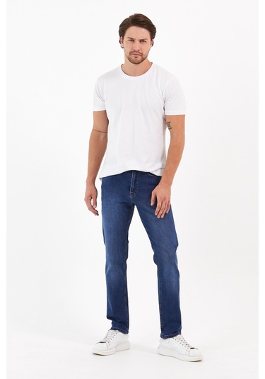 Digital Jeans Normal Kesim Fermuarlı Geniş Paça Yüksek Be Koyu Mavi Açık Gri