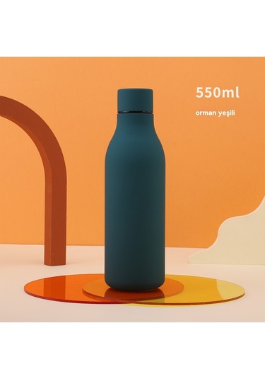 Paslanmaz Çelik 304 Spor Kauçuk Boya Isı Koruma Ve Soğuk Koruma Su Bardağı Koyu Yeşil