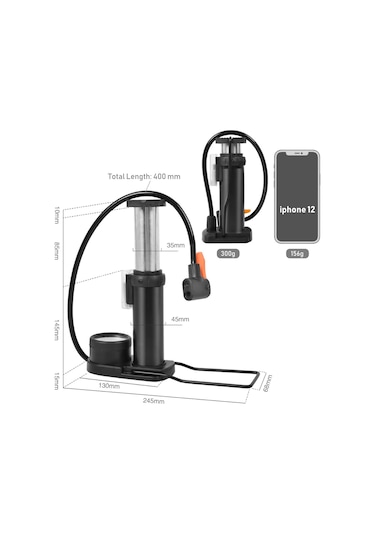 Xbyc 9022 Göstergeli Mini El Ve Ayak Şişirmeli Bisiklet Pompası Yüksek Basınçlı Pompa