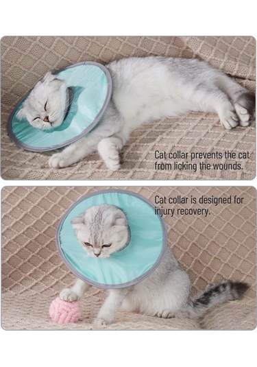 Hombey Kedi Ameliyat Sonrası Yalama Engelleme Kolye, Yumuşak Ribalı Yaka, Ayarlanabilir Çekmecik, Ye-meyve İçebilme Özelliği, Turkuaz M Ya001k071