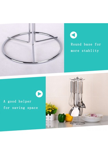 Wezone Paslanmaz Çelik Mutfak Organizatörü - 6 Kanca İle Kaçak, Kaşık, Paleta Tutucu - Alan Tasarruflu Ev Gereci Diğer