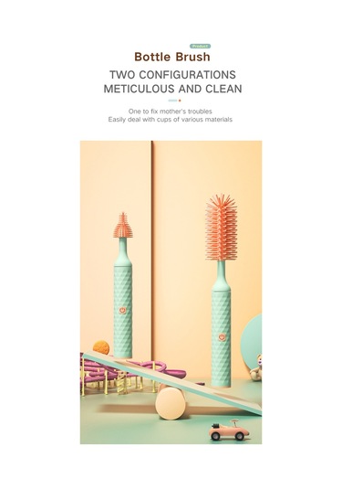 Qingmipy Usb Şarjlı Bebek Biberon Temizleme Fırçası Seti - Hızlı Ve Derin Temizlik İçin Silikon Başlıklı 5 Parça Pembe