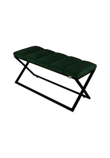 Varcera Black- Yeşil Dilimli Model Puf & Bench & Koltuk & Oturma Bankı & Yatak Odası Önü