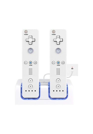 Xiyyadms Wii Kumanda Şarj İstasyonu - 2 Adet 2800mah Pil Ve Hızlı Şarj Desteği Beyaz