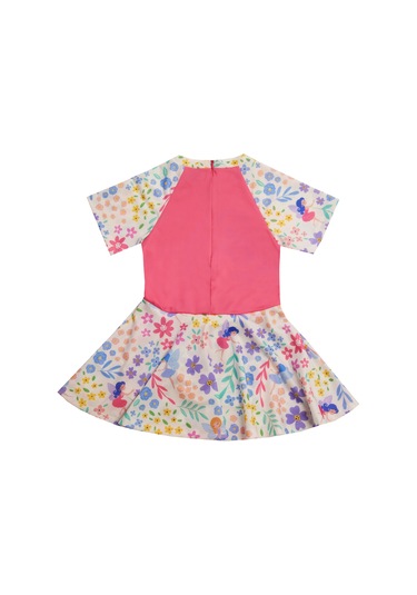 Uv Korumalı Kısa Kollu Şortlu Elbise Mayo Kız Çocuk Yüzücü Mayo 5227 Beyaz Beyaz01 Beyaz