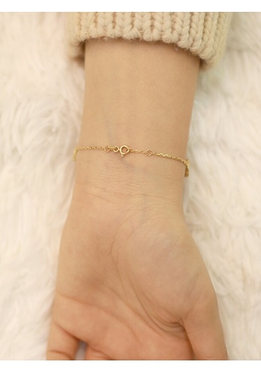 14 Ayar Altın 5'li Siyah Yonca Bileklik Altın