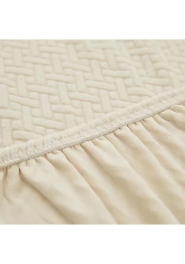 StarMall Tuğla Desen Koltuk Örtüsü Çekyat Kılıfı 3Lü Bir Adet Krem