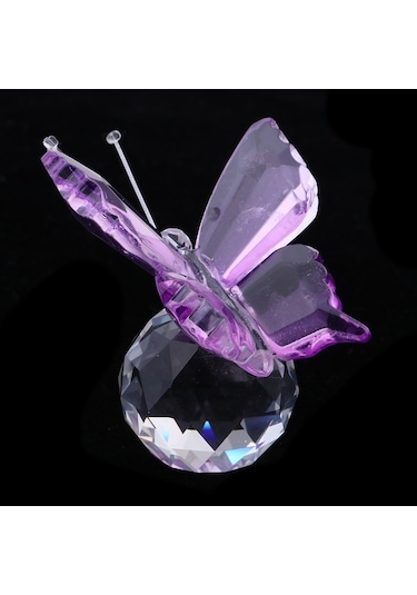 Pazly Uçan Top Süsleme Mor Kristal Kesim Kelebek Homyl Heykelcik Cam Wg