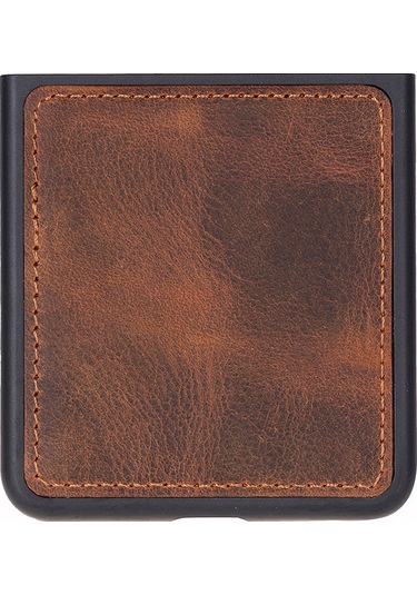 Bloomcase Flex Saddle Brown Hakiki Deri Samsung Galaxy Uyumlu Z Flip 7 Kılıf 6.9"-4.1" Kahverengi